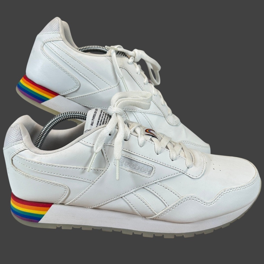 Reebok Royal Glide White Rainbow Pride Sneakers Mens 10.5 FY5311 Low Top Shoes